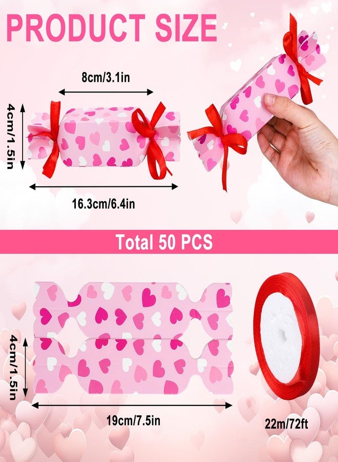 JarThenaAMCS علب حلوى عيد الحب من JarThenaAMCS، 48 قطعة، مزينة بشريط، بتصميمات حلوى لطيفة، باللون الوردي الفاتح، علب هدايا ورقية مزخرفة، مثالية لأعياد الميلاد وحفلات الزفاف. - Image 2